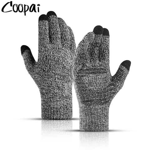 Winter Knitted Men's Gloves Touch Screen Anti-skid Solid Business Driving Cycling Full Finger Autumn Non-slip Rubber Male Gloves ► Photo 1/6