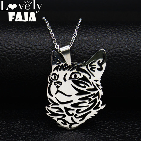 2022 Fashion Cute Cat Silver Color Statement Necklace for Men Stainless Steel Necklaces Jewelry collar mujer N924S03 ► Photo 1/6