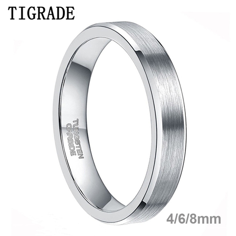 Tigrade 4/6/8mm Unisex Ring Silver Color Brushed Tungsten Carbide Rings For Women Couple Wedding Band Men Anels Dropshipping ► Photo 1/6