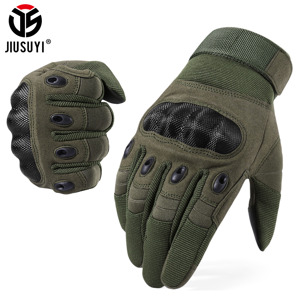 Tactical Touch Screen Gloves Carbon Knuckle Full Finger Workout Combat Gloves 
