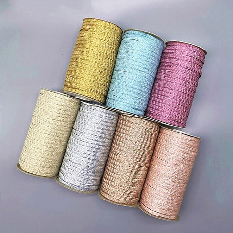 144yards 6mm Gliiter Gold Silver Colorfull Elastic Sewing Elastic Band Fiat Rubber Band Waist Band Stretch Rope Elastic Ribbon ► Photo 1/6