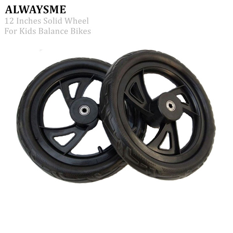 ALWAYSME 2PCS-Pack 12 Inches Soild No Flat Wheels With Bearing For Kids Child Balance Bikes ► Photo 1/6