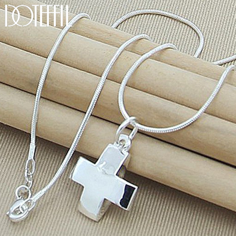 DOTEFFIL 925 Sterling Silver Cross Pendant 18 Inch Snake Chain For Women Wedding Engagement Party Jewelry ► Photo 1/6