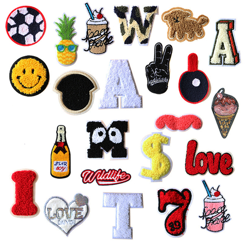 Towel embroidery Cute little icon Embroidered Iron on Patches for Clothing DIY Stripes Clothes Patchwork Stickers Custom Badges ► Photo 1/6