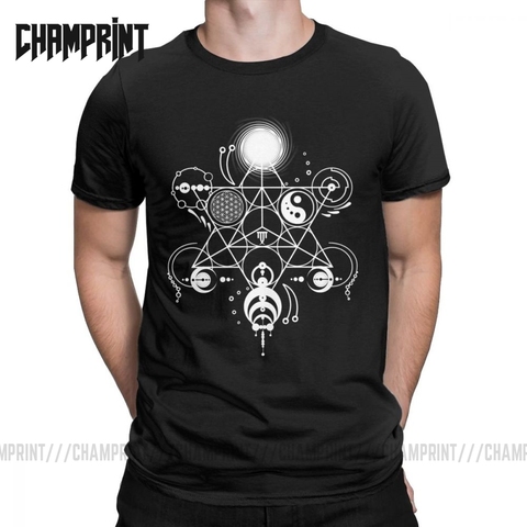 Funny Sacred Crops T-Shirts for Men O Neck Cotton T Shirts Geometry Magic Mandala Short Sleeve Tee Shirt Gift Idea Tops ► Photo 1/6