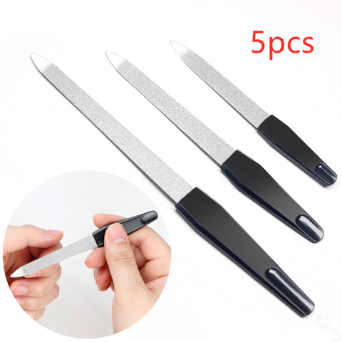 1or5 Pcs/set Black Handle Metal Double Sided Nail Files Strong Edge Manicure Grooming Beauty Pedicure Tool Foot Care Tools ► Photo 1/6