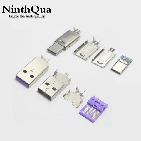 1/2/5set USB 2.0 5A Welding Type Male Plug + Usb 3.1 Type C  Larger Current Male Plug For DIY Supercharge Super Charger Cable ► Photo 1/6