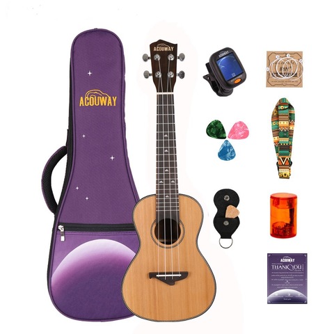 Acouway Ukulele 21 24 26 inch Ukulele Soprano Concert Tenor Ukulele solid spruce top uku Ukelele Hawaii guitarMusical Instrument ► Photo 1/6