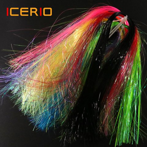 ICERIO 2packs Synthetic Ice Wing Fiber Flat Flash Crystal Mirage Flashabou Tinsel Streamers Nymphs Midges Fly Tying Materials ► Photo 1/6