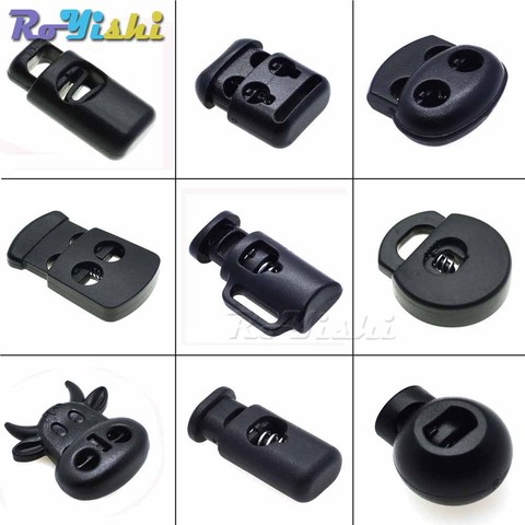 10pcs/pack Cord Lock Toggle Clip Stopper Plastic Black For Bags/Garments ► Photo 1/6