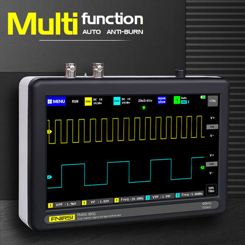 ADS1013D 2 Channels 100MHz Bandwidth 1GSa/s Sampling Rate Oscilloscope with Color TFT LCD Touching Screen Digital Oscilloscope ► Photo 1/6