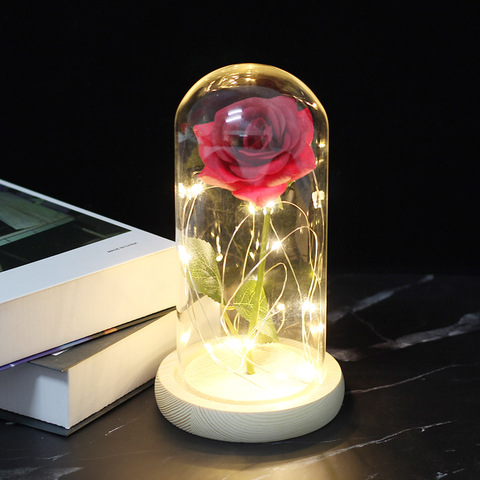 Beautiful rose, eternal light, beautiful rose and pink beast on Crystal Dome for mother's Valentine's day or Christmas present ► Photo 1/6