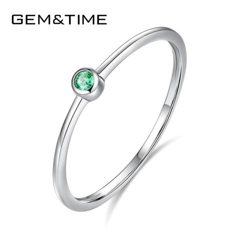 Gem&Time Real Sterling Silver 925 Ring Green Topaz For Women Thin Circle Gemstone Promis Rings Silver 925 Jewelry Anillos Mujer ► Photo 1/6