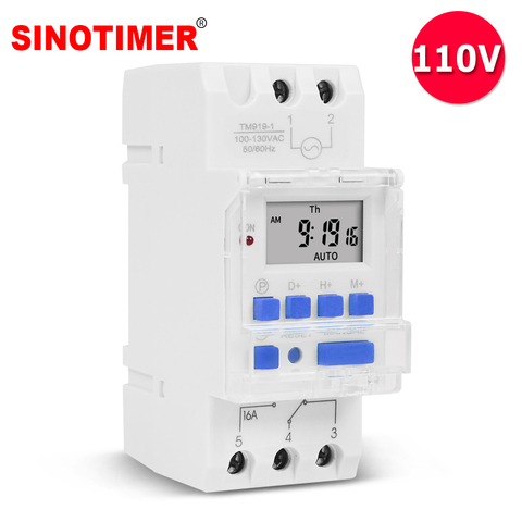 SINOTIMER Din Rail Mount Programmable Digital Electronic Timer Switch Relay Time Control 110V 120V AC 16A ► Photo 1/6