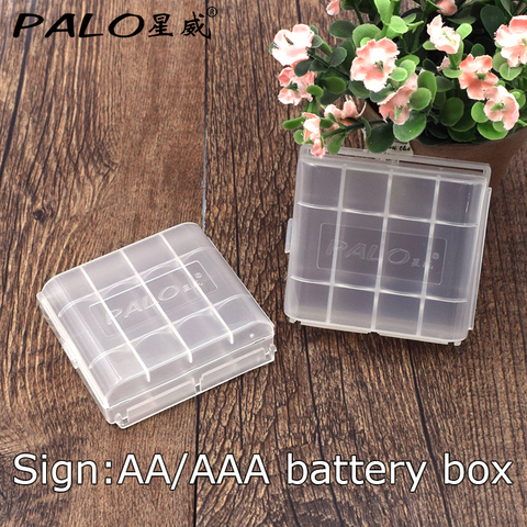 PALO 2Pcs/Set 2022 New Portable Small Battery Case Holder Hard Plastic Pretty Storage Boxes for AA AAA batteries ► Photo 1/6