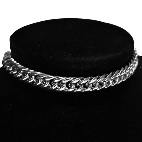 Men's Thick Miami Cuban Link Chain Choker Necklace Hip hop Jewelry Silver Color Stainless Steel Rapper Neck Necklaces for Women ► Photo 1/6