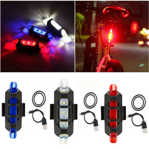 5 LED Rechargeable Bicycle Tail Light Safety Cycling Lamp Bike Warning Rear Lamp