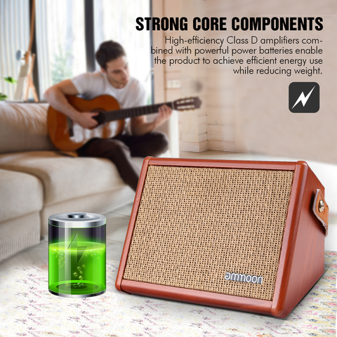 ammoon AC-15 15W Portable Acoustic Guitar Amplifier Amp BT Speaker with Microphone Input Supports Volume Bass Treble Control ► Photo 1/6