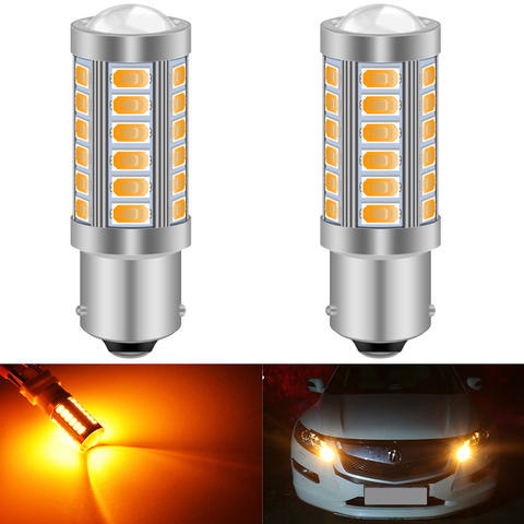 2pcs 1156 BAU15S PY21W 7507 LED Bulbs For Cars Turn Signal Lights Amber/Orange Lighting White Red Blue 5630 5730 33SMD ► Photo 1/6