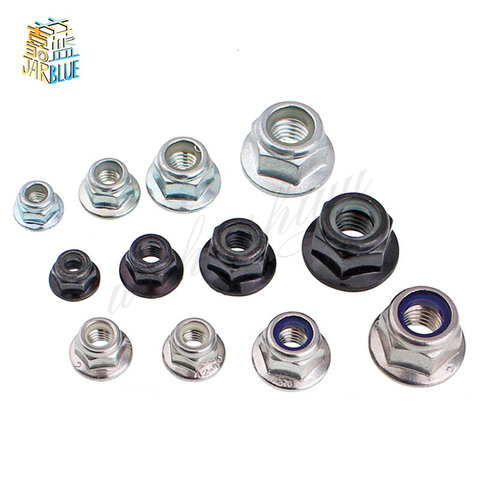 2/10X M3 M4 M5 M6 M8 M10 M12 Black Carbon 304 A2-70 Stainless Steel Hex Flange Nylon Insert Lock Nut Self-locking Nylock Locknut ► Photo 1/3