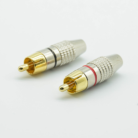 4pcs Balck + Red Gold RCA Male  Plug Non Solder Audio Video Adapter Connector Male to Male Convertor for Coaxial Cable ► Photo 1/5