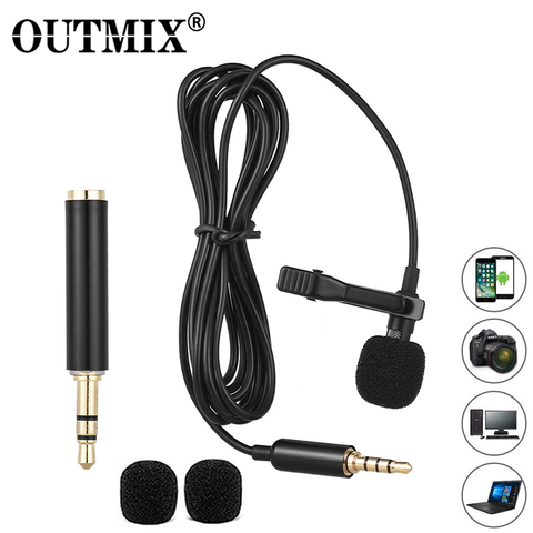 1.5m Omnidirectional Metal Microphone 3.5mm Jack Lavalier Tie Clip Microphones Mini Audio Mic for Camera Computer Laptop Phone ► Photo 1/6