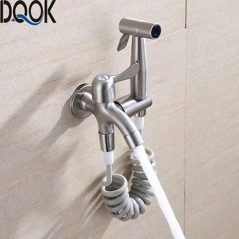 Wall Mounted Outdoor Garden Mop Pool Faucet Stainless Steel Double Using Bibcock Tap Cold Water Tap Toilet Shower Bidet Faucet ► Photo 1/6