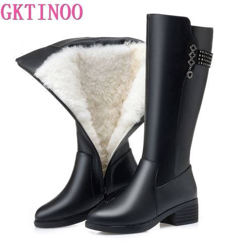 GKTINOO Women Long Boots 2022 New Genuine Leather Female Winter Boots Fashion Big Size 35-43 Wool Thick Snow Shoes Women ► Photo 1/6