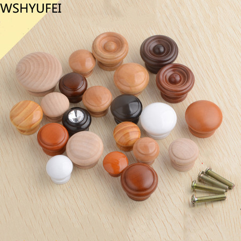 WSHYUFEI 10 pcs Natural Wooden Cabinet Drawer Wardrobe Knobs Door Pull Kitchen Handle  Furniture Handle Hardware decoration ► Photo 1/6