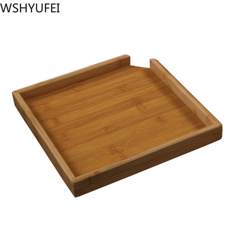 Chinese Bamboo Square Food Tray Solid Wood Tea Set Tray Home Breakfast Tray Cake Tray Flower Pot Bonsai Gardening Holder ► Photo 1/6