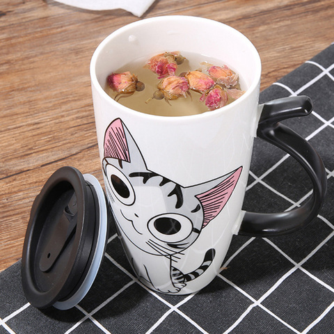 Hot sale 600ml Cartoon creative cat mug With Lid milk coffee mug for tea Porcelain travel Cup Large Capacity ceramic Nice Gifts ► Photo 1/6
