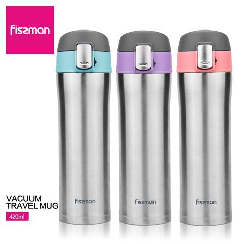 Fissman 420ml Vacuum Bottle Double Wall Stainless Steel Brushed Metal Thermos Flask ► Photo 1/6