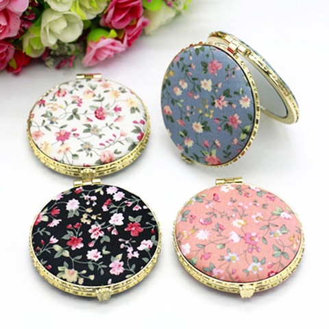 1pc Mini Makeup Compact Pocket Floral Mirror Portable Two-side Folding Make Up Mirror Women Vintage Cosmetic Mirrors For Gift ► Photo 1/6