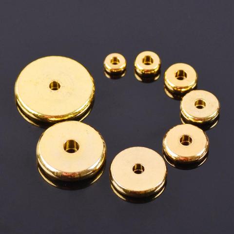 Solid Brass Metal Gold Flat Round Shape 4mm 6mm 8mm 10mm 12mm 14mm Loose Spacer Beads lot for Jewelry Making DIY Findings ► Photo 1/6