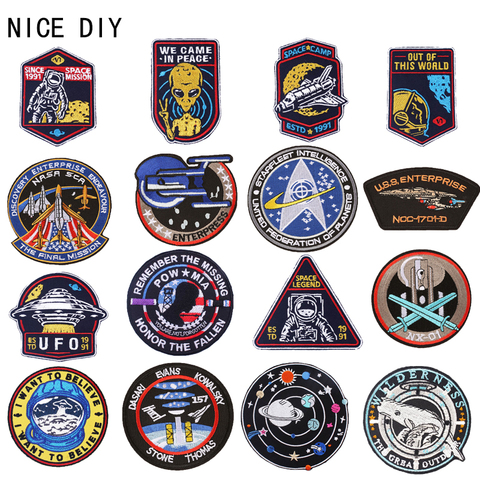 Nicediy Star Patch Space UFO Embroidery Patch USS Enterprise Punk Patches Iron On Patches For Clothing Spacecraft For Jackets ► Photo 1/6