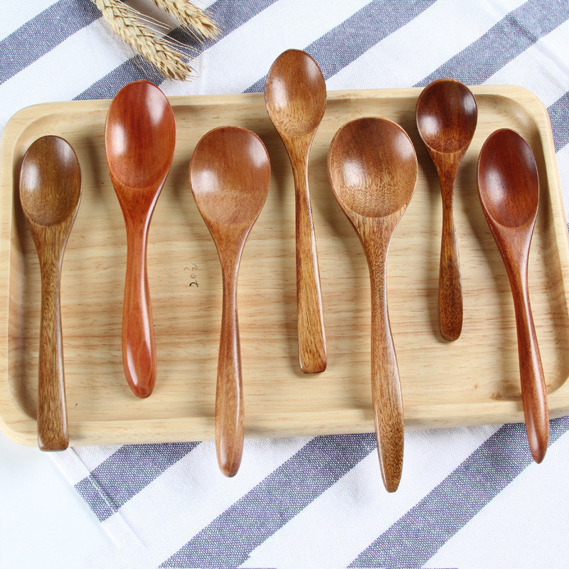 1pc Long Wooden Spoon Korean Style 100% Natural Wood for Soup Cooking 10.9  inchs