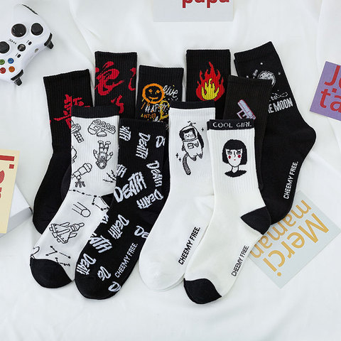 LEOSOXS  New male socks Ins  College Fashion Harajuku Korean sports deodorant-free middle tube lovers socks female fashion socks ► Photo 1/5