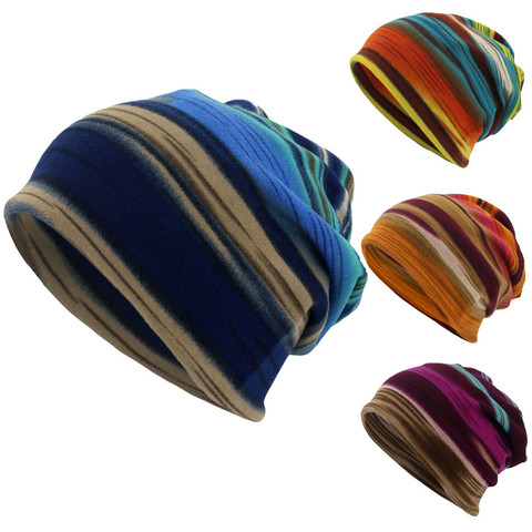 Skullies Beanies Men Winter Hat Stripe Print Knitted Hats For Men Cap Winter Beanie Hat Gorro Warm Brimless Fur Bonnet Men's Cap ► Photo 1/6