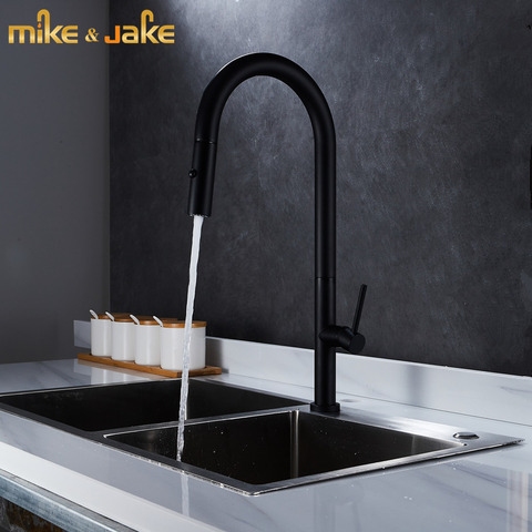 Matte black kitchen faucet gun metal kitchen mixer hot and cold pull out kitchen tap sink crane with double function shower ► Photo 1/4