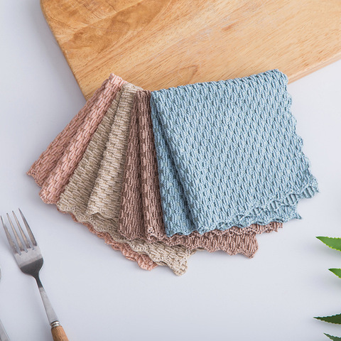 Kitchen Supplies 4Color Cleaning Towel Super Absorbent 1Pcs Multifunction Wiping Rags Polyester/Nylon Anti-grease Cleaning Cloth ► Photo 1/6