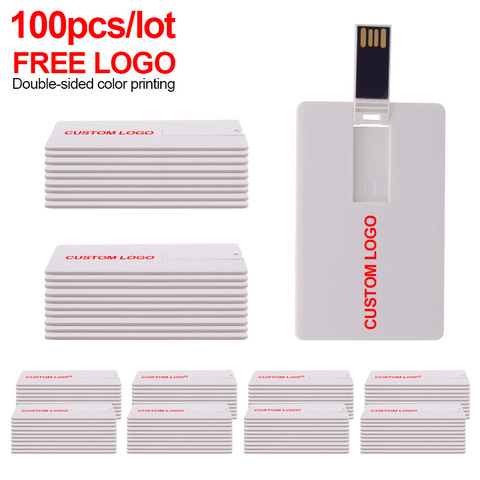 100pcs/lot White Plastic Credit Card / Card Custom Logo Business Design Usb Flash Drive Stick 4GB 8GB 16GB 32GB 64GB (Free Logo) ► Photo 1/6
