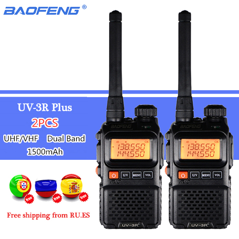 2PCS BAOFENG UV-3R Plus Dual Band Wireless Portable CB Walkie Talkie UV3R+ Intercom FM Transceiver Ham Radio UV 3R Two Way Radio ► Photo 1/6