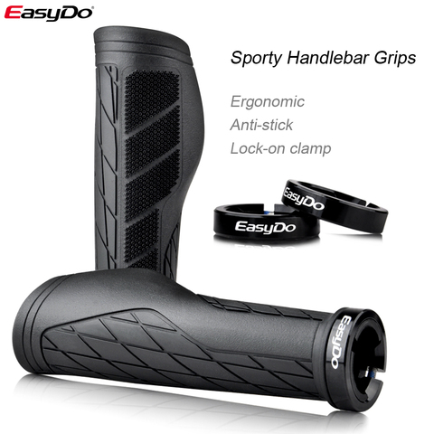 EasyDo 1Pair Mountain Cycling Bike Bicycle MTB Handlebar Cover Grips Ergonomic Soft Rubber Anti-slip Lock on Handle Grip Bar End ► Photo 1/6