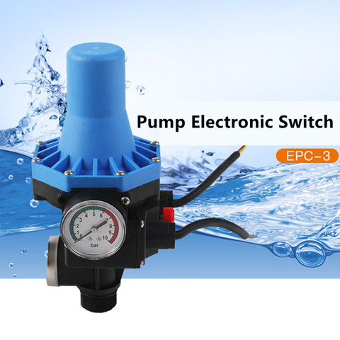 Waterproof Pressure Switch Adjustable Water Pump Automatic Pressure Control Electronic Switch With Pressure Gauge Max.10 Bar ► Photo 1/5