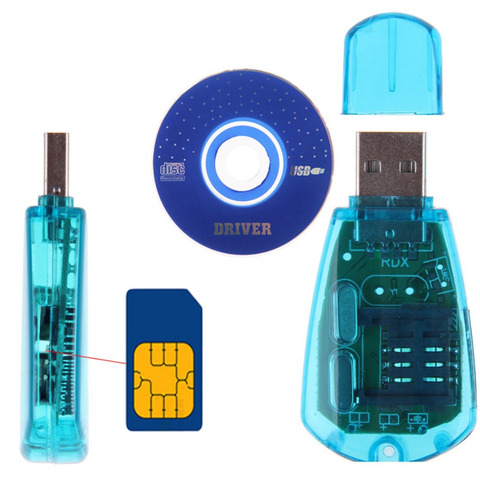 Mobile Phone USB Mini Sim Card Reader Writer Copy Cloner Back Up Kit GSM CDMA WCDMA SMS Adapter Converter Cellphones With Disk ► Photo 1/3