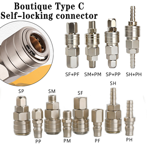 Pneumatic connector C type self-locking quick plug-in connector Air compressor high pressure connector SP PP SM PM SH PH SF PF20 ► Photo 1/6