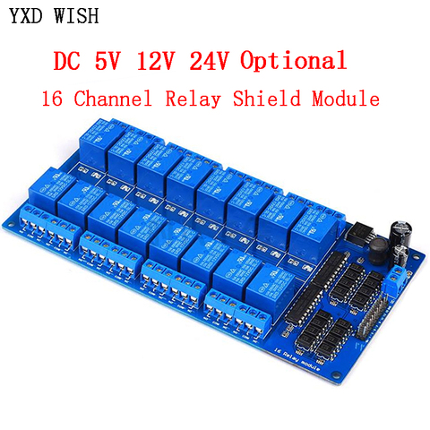 16 Channel Relay Shield Module DC 5V 12V 24V with Optocoupler LM2576 Microcontrollers Interface Power Relay For Arduino DIY Kit ► Photo 1/5