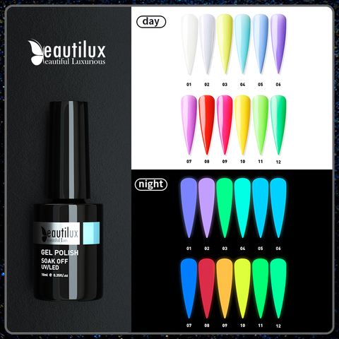 Beautilux Luminous Gel Nail Polish Glow In Dark Color Senmi Permanent Gels Varnish UV LED Fluorescent Nails Art Lacquer 10ml ► Photo 1/6