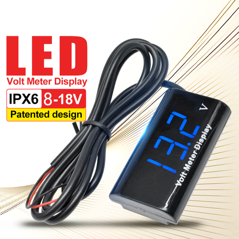 0.56 inch IPX6 Waterproof Digital LED Voltmeter Mini DC 8-18V For Auto Car Electric motorcycle Voltage meter Volt tester 5V 12V ► Photo 1/6