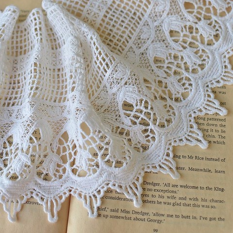African lace fabric high quality lace wedding decoration trim DIY 1yard Water soluble Cotton embroidery wide lace fabrics ► Photo 1/5